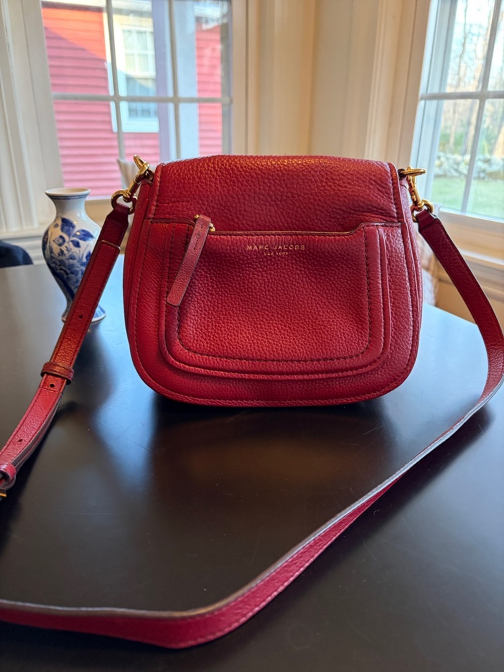 Marc Jacobs Pebbled Genuine Leather Crossbody with Front Pocket